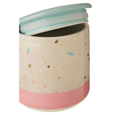 Medium Fine Earthenware Grey Pink Storage Canister