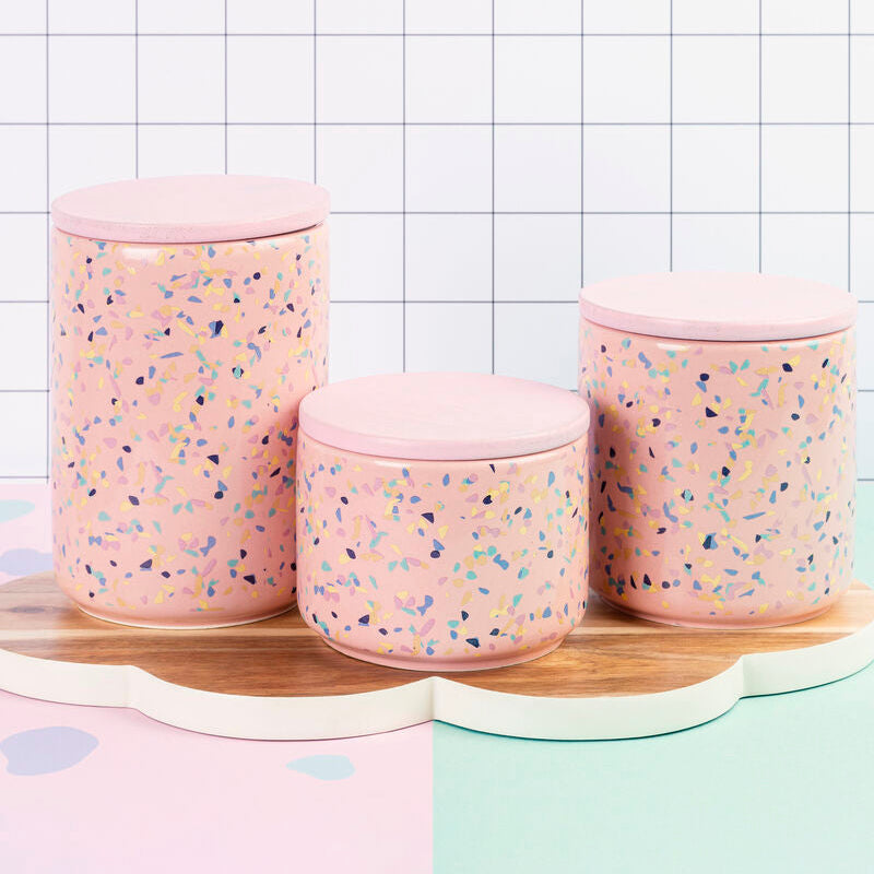 Medium Pink Terrazzo Storage Canister
