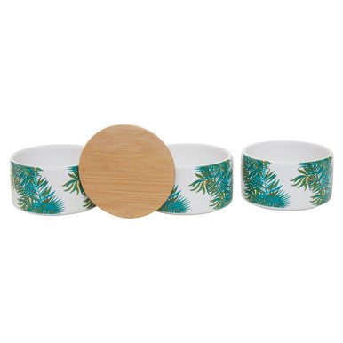 Winter Palm Set of Three Stackable Canisters