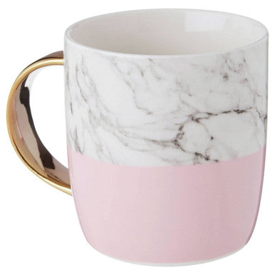 Frosted Deco Marble Effect Pink Monogram Mug Letter C