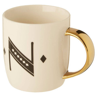 White Monogram Mug Letter N