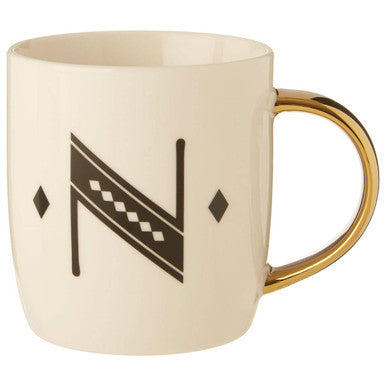 White Monogram Mug Letter N
