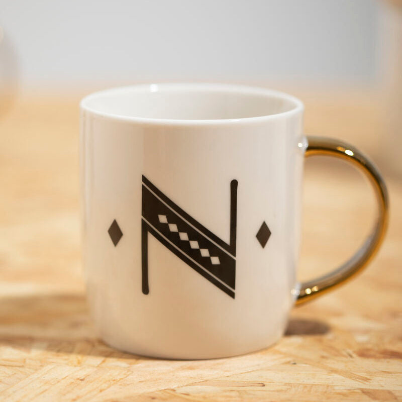 White Monogram Mug Letter N