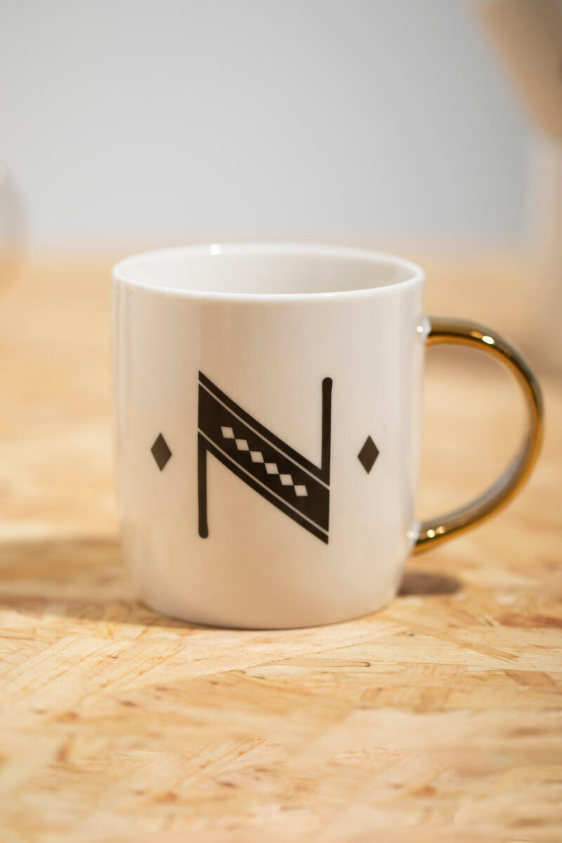 White Monogram Mug Letter N