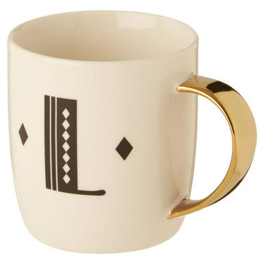 Diamond Deco White L Monogram Mug