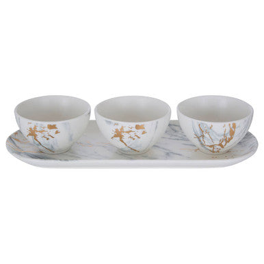 Marble Luxe Dip Bowls with Tray Set
