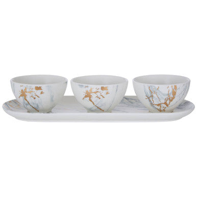 Marble Luxe Dip Bowls with Tray Set