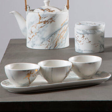 Marble Luxe Dip Bowls with Tray Set