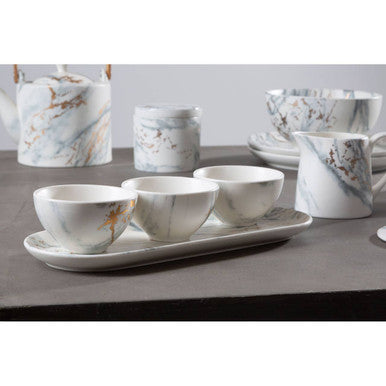 Marble Luxe Dip Bowls with Tray Set