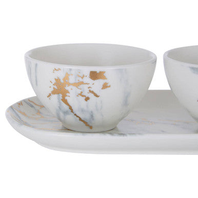 Marble Luxe Dip Bowls with Tray Set