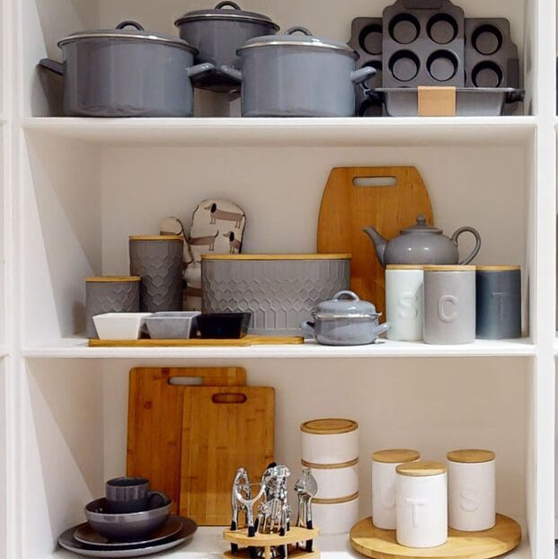 Grey Bread Bin in Stoneware