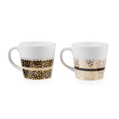 Set of Two Leopard Print Mugs