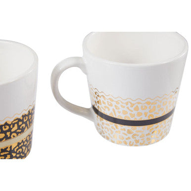 Set of Two Leopard Print Mugs