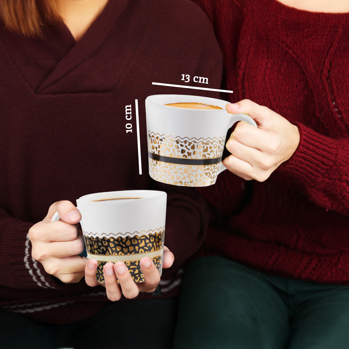 Set of Two Leopard Print Mugs