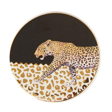 Set of 4 Leopard Print Coasters in Black White and Gold