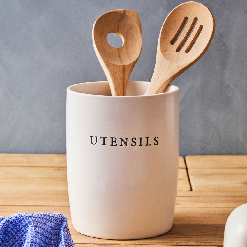 Cream Farmhouse Utensil Holder