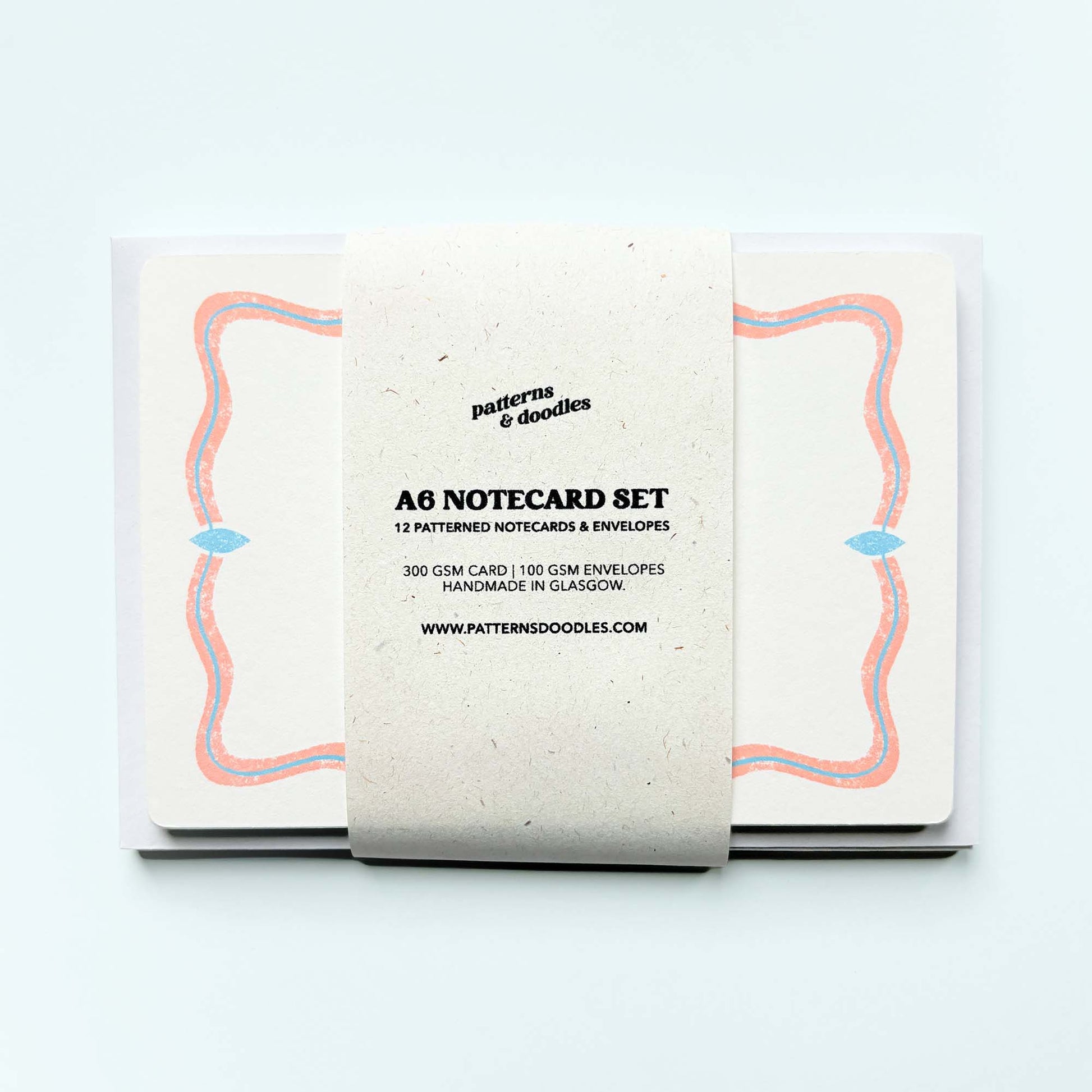 Set of 12 Notecards and Envelopes in Pink and Blue