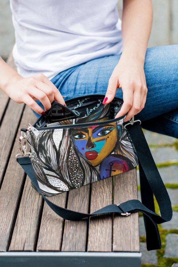 Two-in-One Crossbody Bag with Original Artwork – Stylish & Versatile by Garbanota at www.brixbailey.com