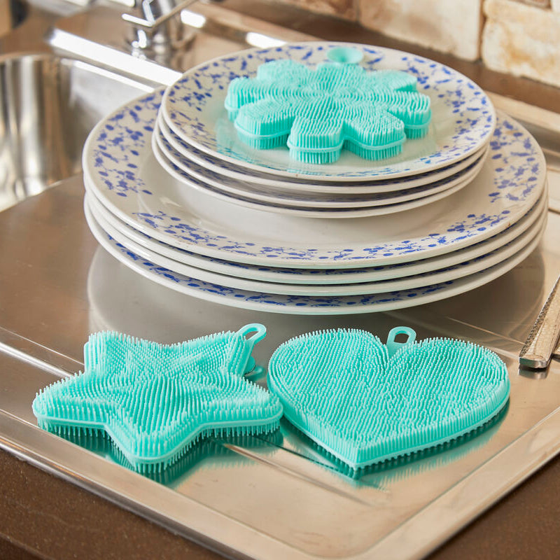 Set of 3 Teal Silicone Dish Scrubbers