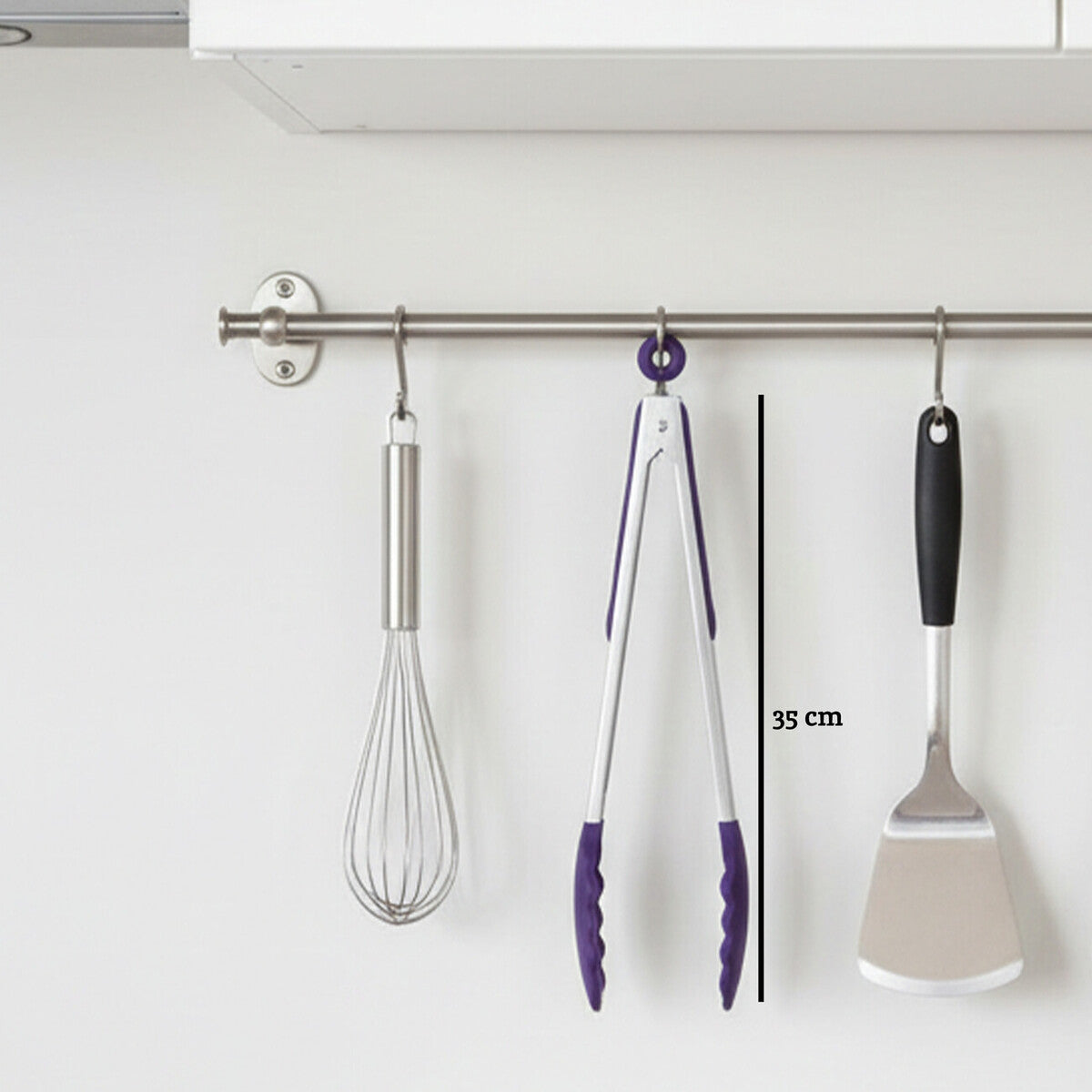 Stainless Steel and Purple Silicone Tongs