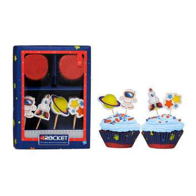 Rocket Cupcake Cases and Toppers Set