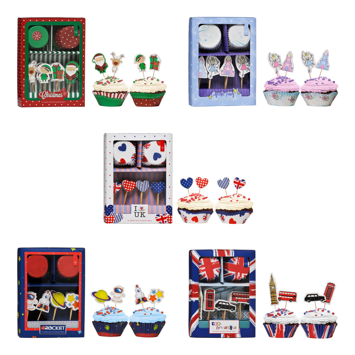 Rocket Cupcake Cases and Toppers Set