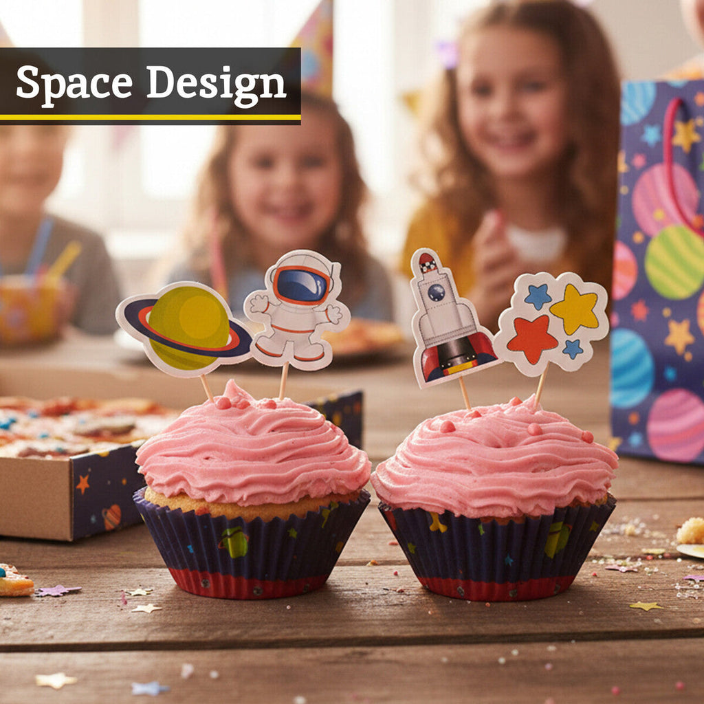 Rocket Cupcake Cases and Toppers Set
