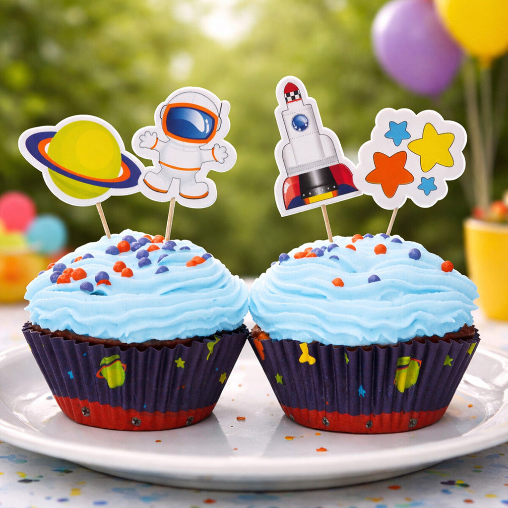 Rocket Cupcake Cases and Toppers Set
