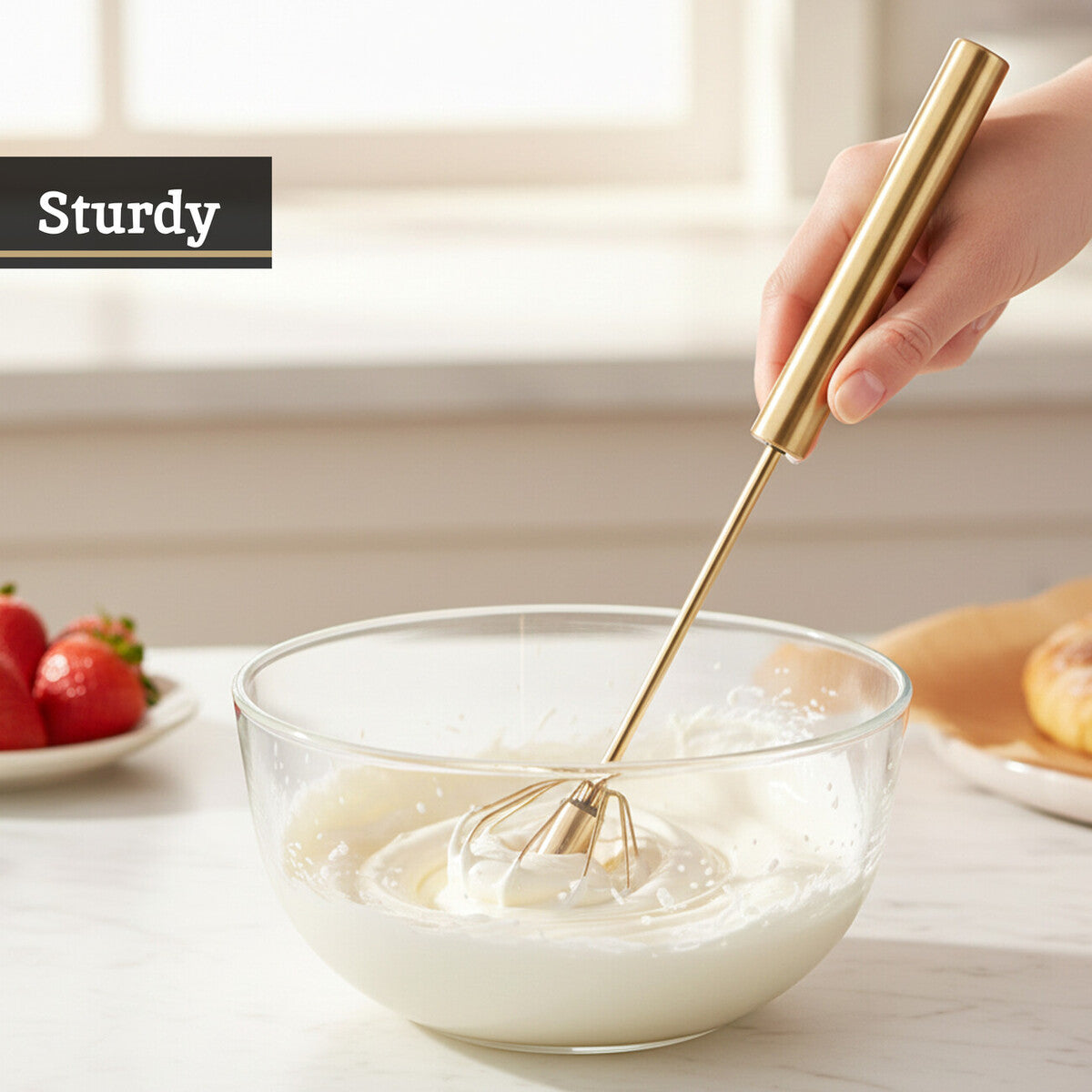 Press and Spin Light Gold 30cm Whisk