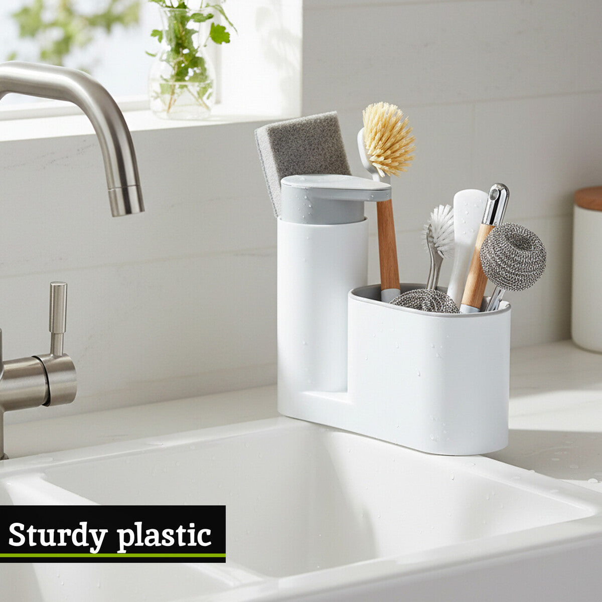 Grey Sink Tidy with Soap Pump