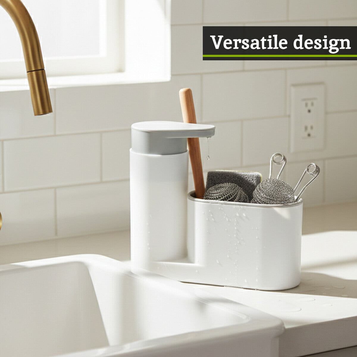 Grey Sink Tidy with Soap Pump