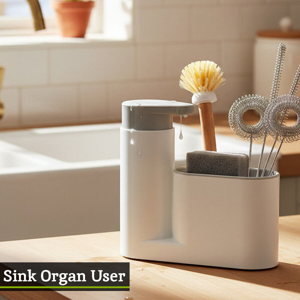 Grey Sink Tidy with Soap Pump