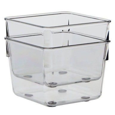 Small Set of Two Square Kitchen Organisers in Clear Plastic