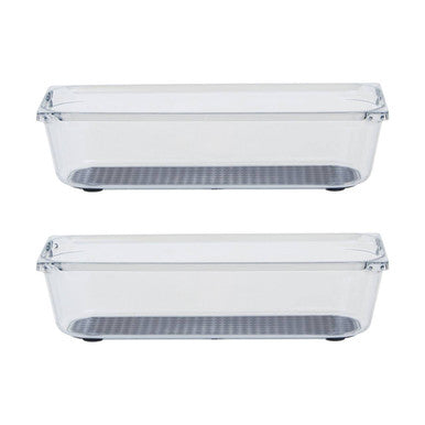 Small Set of Two Kitchen Drawer Organisers with Rubber Insert