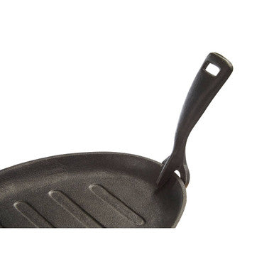 Large Cast Iron Sizzler Dish with Wooden Serving Tray