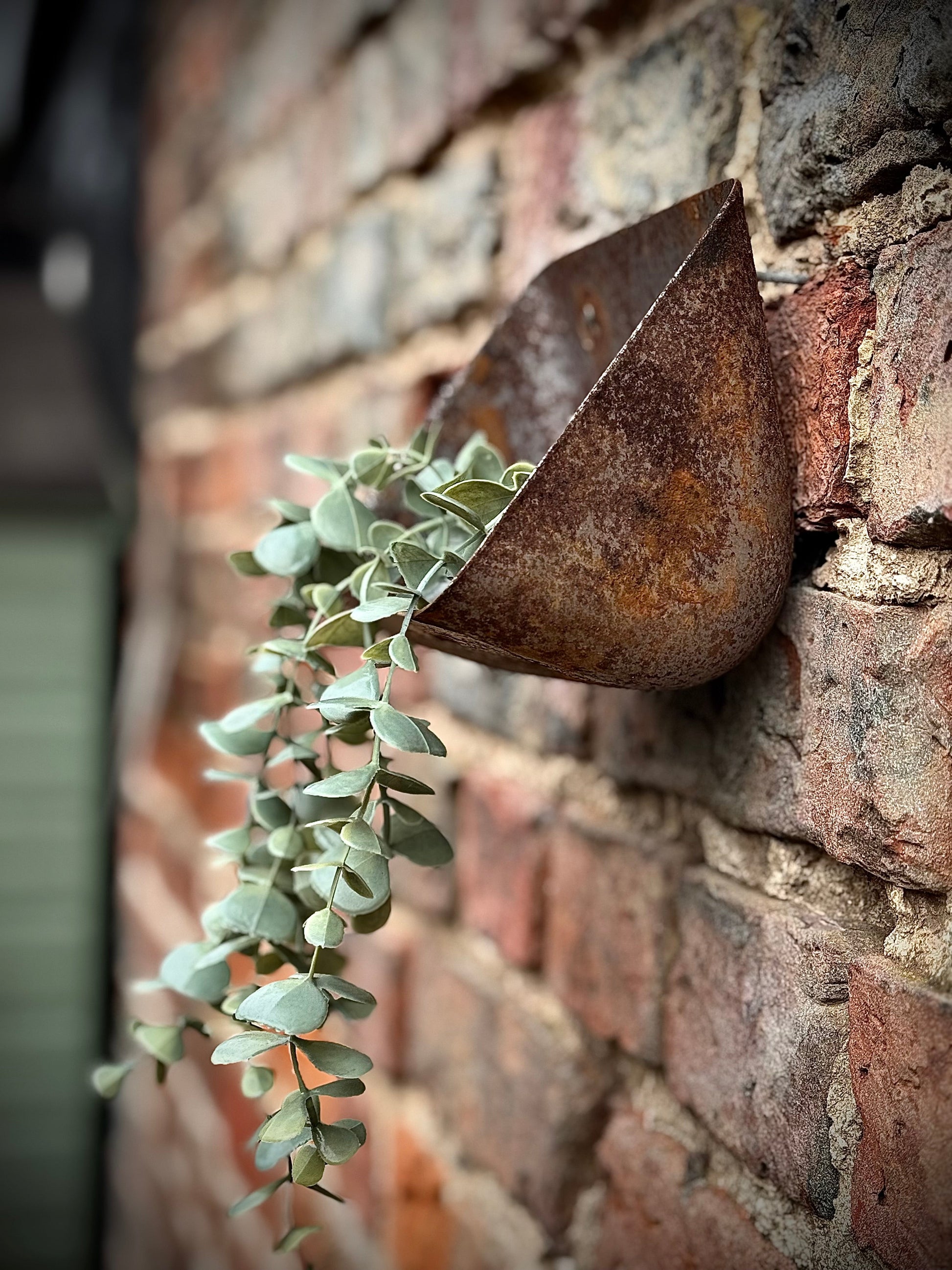 Vintage Rusty Metal Wall Mounted Planter and Key Holder