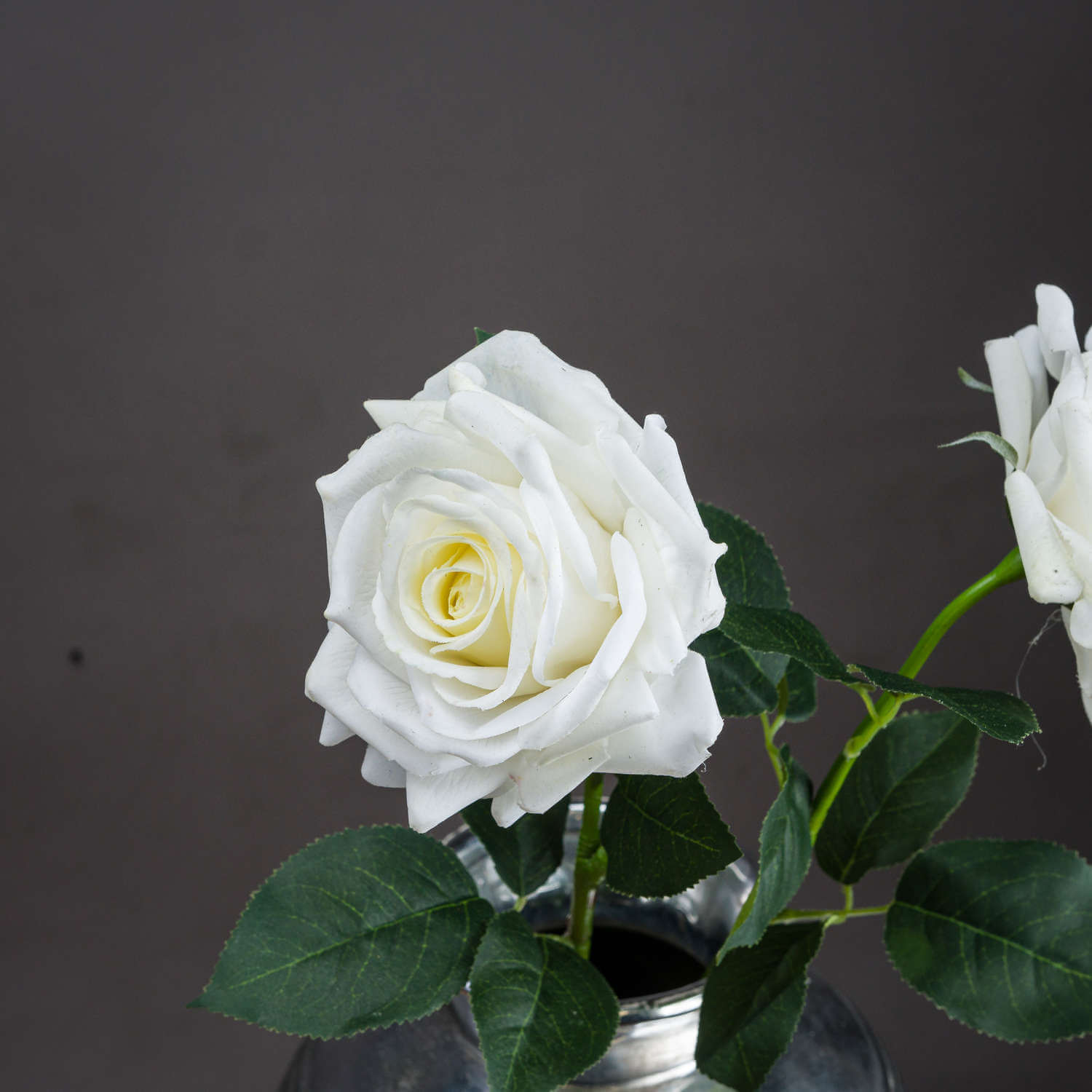 Lifelike white artificial garden rose with layered petals, 75cm tall, perfect for home decor or weddings. by Sostter at brixbailey.com