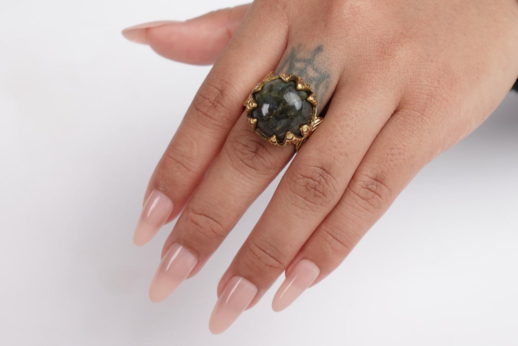 Turquoise and Labradorite Statement Rings