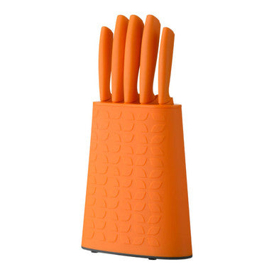 Living Colour 5 Piece Orange Knife Block Set
