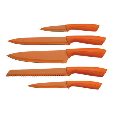 Living Colour 5 Piece Orange Knife Block Set