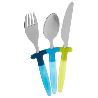Childrens 3 Piece Blue and Yellow Cutlery Set