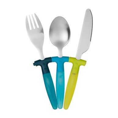 Childrens 3 Piece Blue and Yellow Cutlery Set
