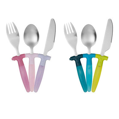 Childrens 3 Piece Blue and Yellow Cutlery Set