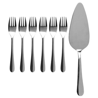Stainless Steel Cake Serving Set with Six Forks