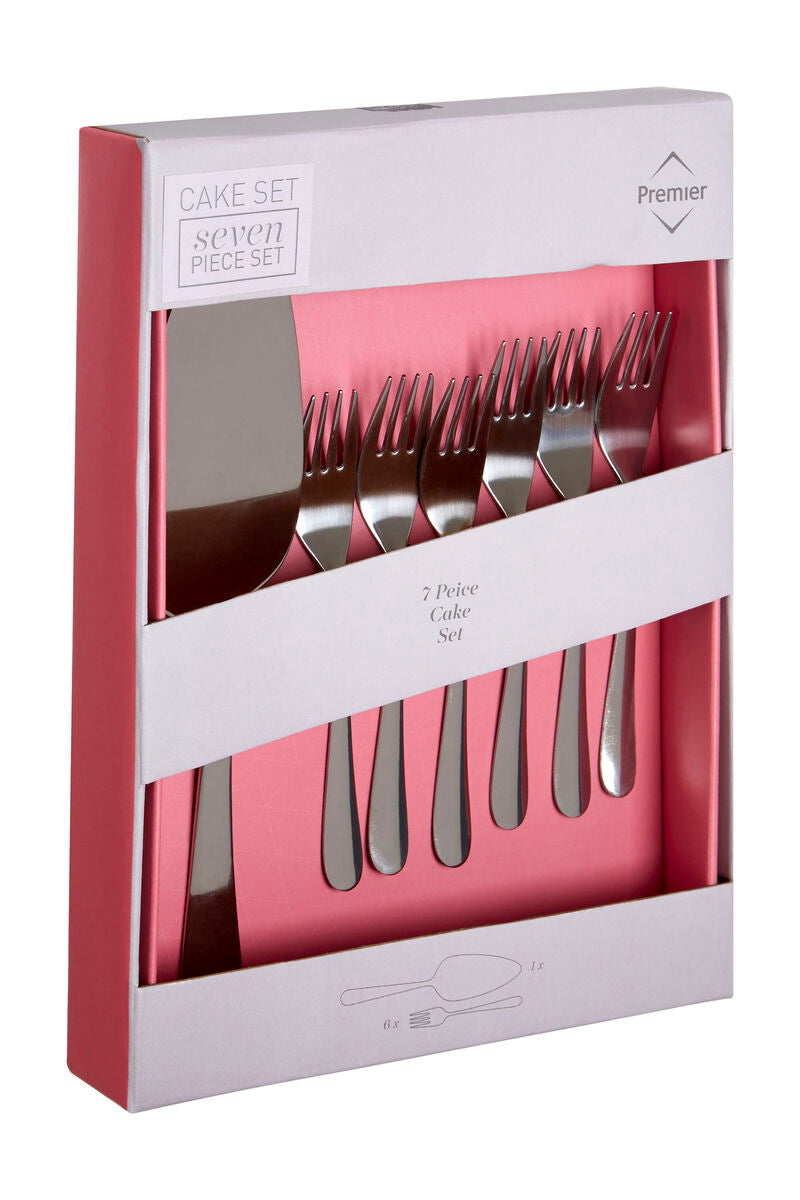 Stainless Steel Cake Serving Set with Six Forks
