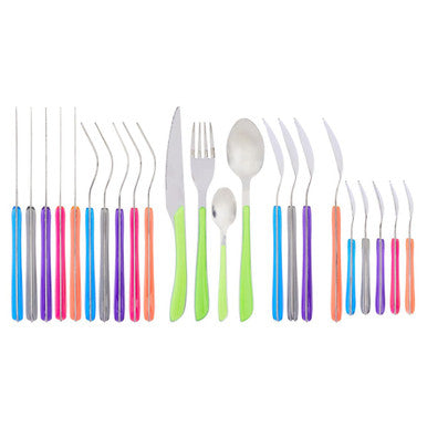 Multicoloured 24 Piece Cutlery Set