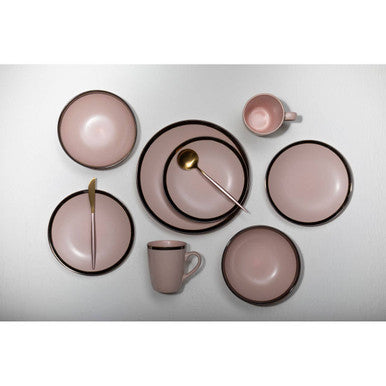 16 Piece Pink and Gold Cutlery Set