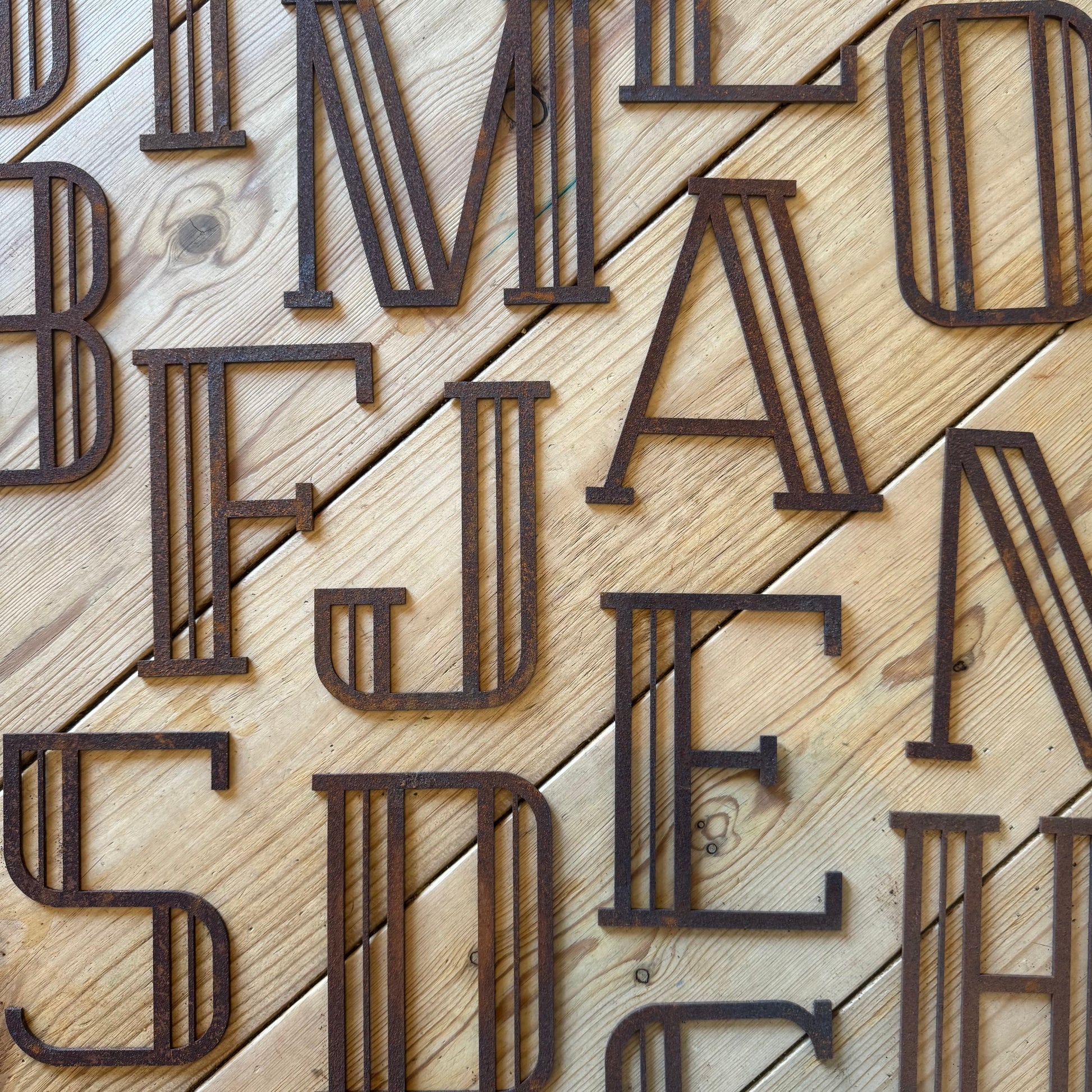 Rusty Metal Art Deco Lettering A-Z 0-9 in 5 inch or 12 inch