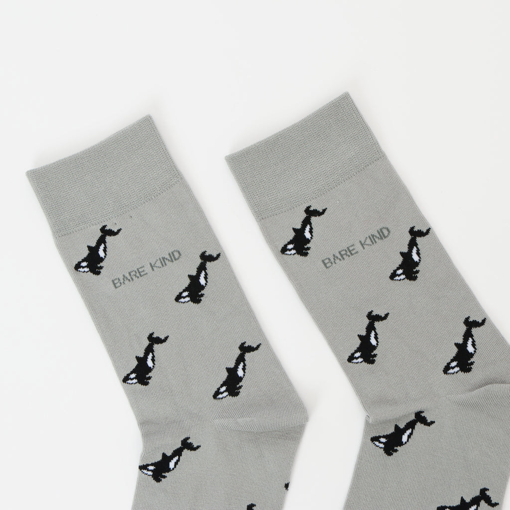 Save the Orca Small Motif Socks in Grey