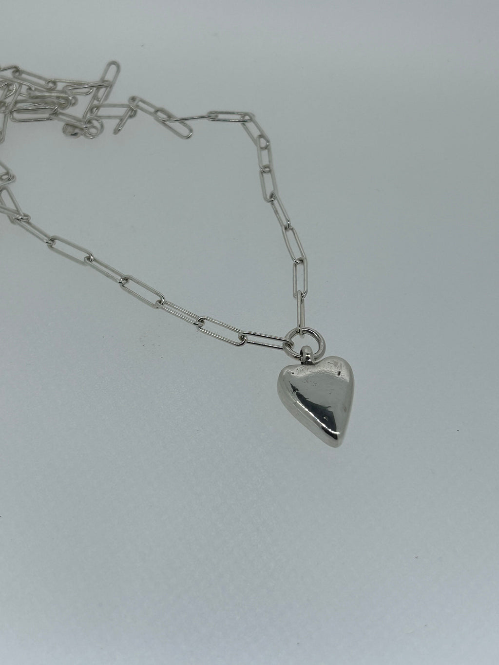 Maxi Heart Trace Chain Necklace in Sterling Silver